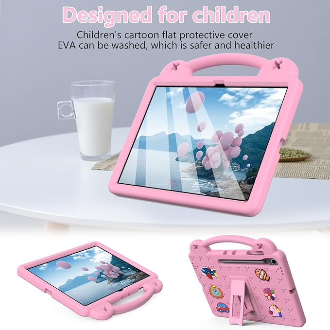 AKABEILA Compatible with Samsung Galaxy Tab S11 X730/X736 2025 11 inch Tablet Case, Kids Friendly Universal Lightweight Shockproof Protective Case with Shoulder Strap & Stand Handle Pink