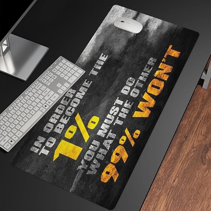 Reateforin Inspirational Quote Mouse Pad,Motivational Mousepad for Mens Guys Black Inspiring Stay Positive Work Hard and Make It Happen Mouse Pads for Desk Large Mousemat for Desk 31.5"x15.7"