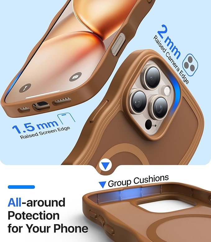 Magnetic for iPhone 16 Pro Max Case[Compatible with MagSafe][Military-Grade Drop Protection][Anti-Yellowing]Shockproof Protective Translucent Matte Cover for iPhone 16 Pro Max Phone Case,Brown