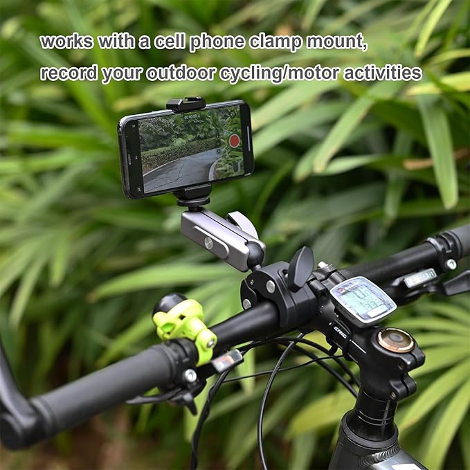 SIOTI Jaw Clamp Mount with 1/4 Inch Mount and Action Camera Mount, Compatiable for Mobile Phone & Action Camera Go Pro Hero 12/11/10/9, DJl Osmo Action/Pocket, Insta360 X/Ace/Ace Pro