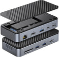 USB C Hub with M.2 SSD Enclosure, New Upgrade ORICO 10-in-1 USB-C Docking Station with Built in fan, 10Gbps USB 3.2 Gen2 M.2 NVMe SSD Reader, Support 4K@60Hz HDMI, 100W PD, Ethernet, SD/TF - DPM2P9-V1