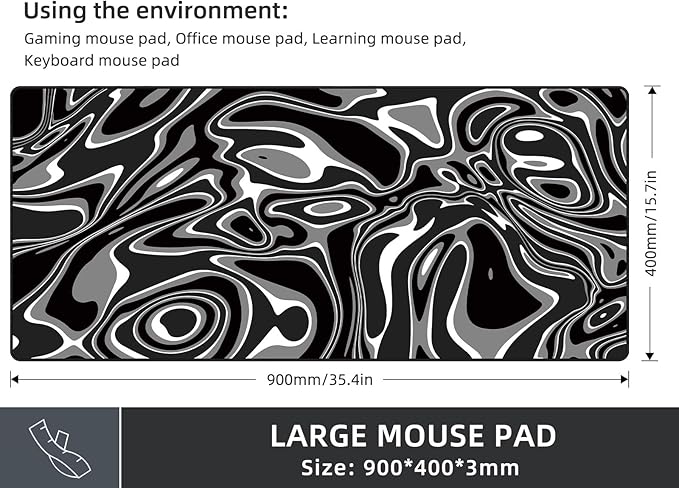 Rinaze Large Gaming Mouse Pad with Superior Micro-Weave Cloth, Extended Desk Mousepad with Stitched Edges, Anti-Slip Keyboard Pad for Computer, Home and Gaming