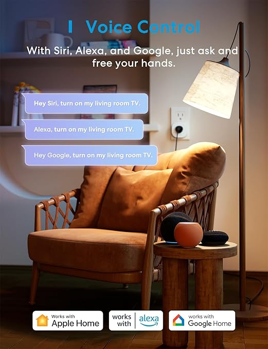 Meross Matter Smart Plug Mini, Easy Setup, 100% Privacy, Compact Size, Support Apple Home, Alexa, Google Home with Schedule and Timer, App and Voice Control, Power Protection, 2.4G Wi-Fi Only (2 Pack)