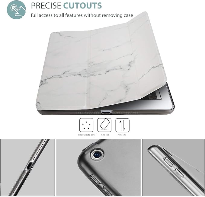 ProCase Smart Case for iPad 9.7 Inch iPad 6th/5th Generation 2018 2017(Model: A1893 A1954 A1822 A1823), Ultra Slim Lightweight Stand Cover with Translucent Frosted Back-Whitemarble