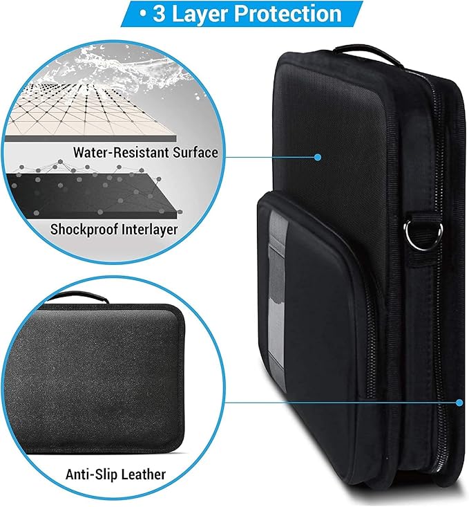IBENZER 100 Pack Stay in 2.0 13 Inch Shockproof Protective Always On Laptop Sleeve Case for 13.3 MacBook, Chromebook, Surface, Ultrabook, Black LS-BPS-0113BK