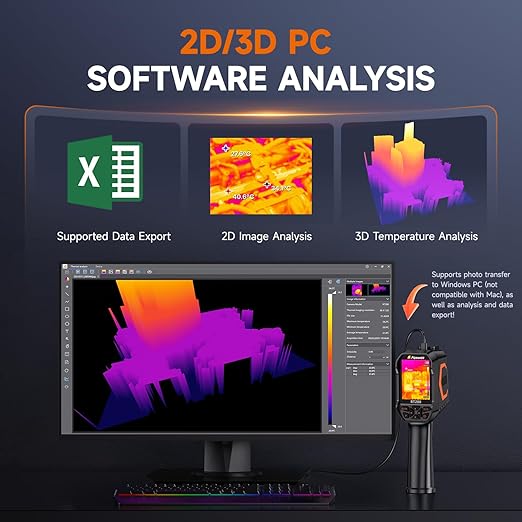 FOXWELL RT280 Thermal Imaging Camera, 320 X 240 2.8" LCD Screen Thermal Camera, TISR Resolution 240 x 180, 25Hz Handheld Infrared Cameras with Laser, PC Analysis, Photo & Video Recording, 8GB
