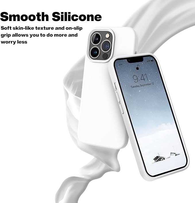 OTOFLY Designed for iPhone 13 Pro Max Case, Silicone Shockproof Slim Thin Phone Case for iPhone 13 Pro Max 6.7 inch (White)