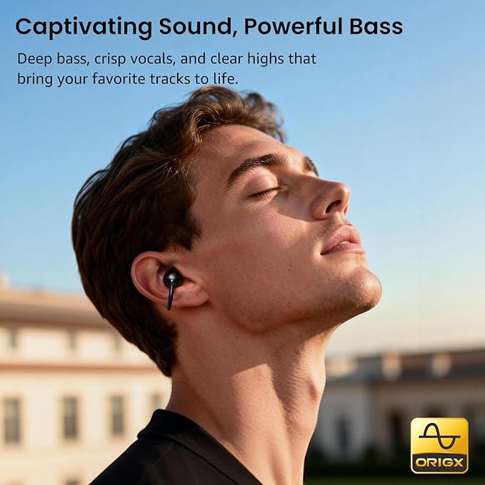 TOZO OpenEarRing True Open Ear Earbuds, Lightweight Comfort Open Ear Clip Wireless Earbuds, 40H Play Bluetooth 5.4 Headphones with Smart Digital Display Design Fit Sports Running, Workout Black