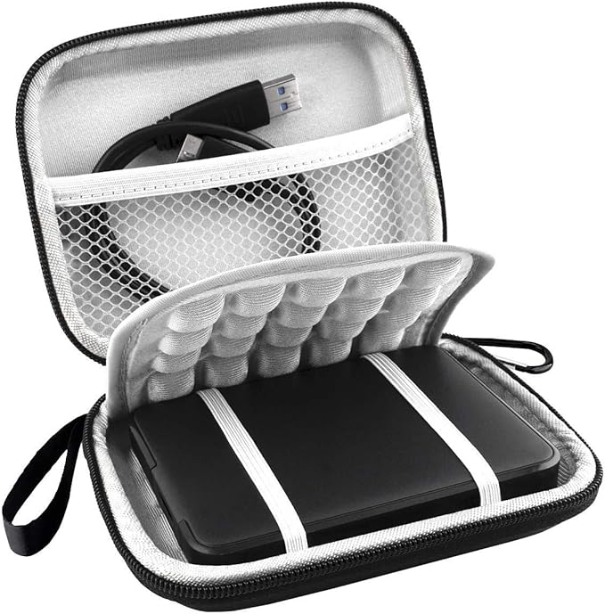 Lacdo Hard Drive Carrying Case for Western Digital WD Elements/WD My Passport/My Passport Ultra Portable External Hard Drive HDD 1TB 2TB 4TB 5TB 6TB USB 3.0 Protective Storage Travel Bag, Black
