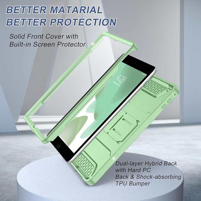 Soke Case for iPad 6th/5th Generation 9.7 Inch 2018/2017,with Built-in Screen Protector and Kickstand, Rugged Full-Body Heavy Duty Protective Cover for Apple iPad Air 2 /Pro 9.7 - Matcha Green