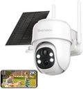 Septekon 360°PTZ Security Cameras Wireless Outdoor, Solar Battery Powered Cameras for Home Surveillance, 2K 2.4G WiFi Camera with Spotlight, Motion Detection, Siren, Color Night Vision, IP66, White