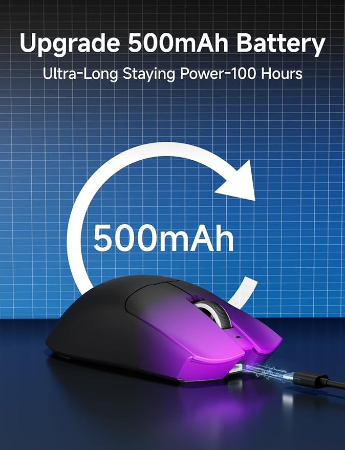 EWEADN S9 Pro Wireless Gaming Mouse, 59g Ergonomic Computer Mouse, 2.4Ghz/Bluetooth/USB-C, 8K Polling Rate, 26000 DPI, PAW3395 Optical Sensor, 250Hrs Battery Life, Programmable for PC/Win/Mac