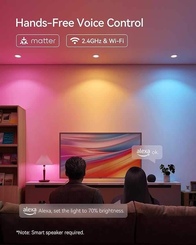 Matter Smart Light Bulbs, Color Changing Light Bulb, hub Required, A19 60W,2.4Ghz WiFi only,Compatible with Alexa Google Assistant, Apple Home,16 Million Colors RGBCW 800 Lumen,2 Pack