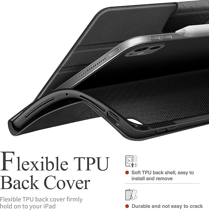 auaua Case for iPad Pro 11 Inch (M5/M4) 2025/2024, PU Leather Case with Pencil Holder, Supports Pencil Pro and Pencil(USB-C), Adjustable Angles, Auto Sleep/Wake (Grey)