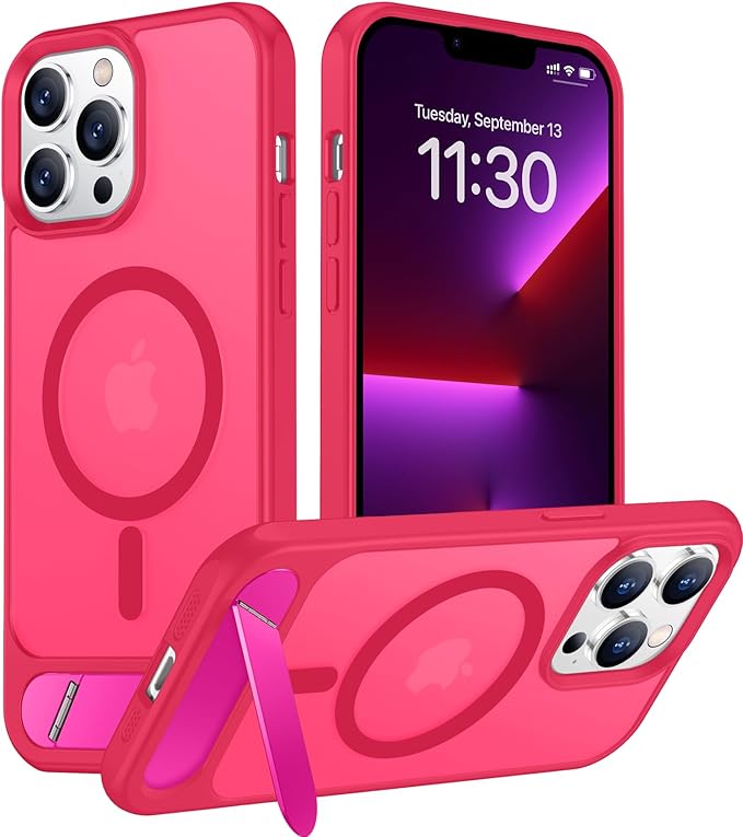 Magnetic Compatible with iPhone 13 Pro Max Case, [Built-in Invisible Kickstand][Compatible with MagSafe][Military Grade Shockproof] Slim Translucent Matte Phone Case for iPhone 13 Pro Max 6.7"