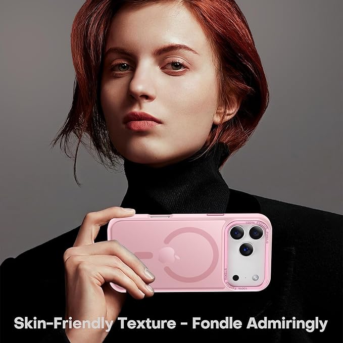 Newfuture Magnetic for iPhone 17 Pro Max Case [Compatible with Magsafe] [Military Grade Drop Protection] Translucent Matte Anti-Scratch Shockproof Protective Phone Cover 6.9 Inch, Tender Pink