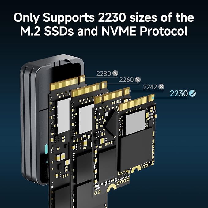 fanxiang SSD Enclosure, USB 3.2 Gen 2 (10 Gbps), M.2 NVMe PCIe to USB Adapter/Reader, Solid State Drive External Enclosure, Supports M and B&M Keys and Size 2230 SSDs, NVMe Enclosure, MP83