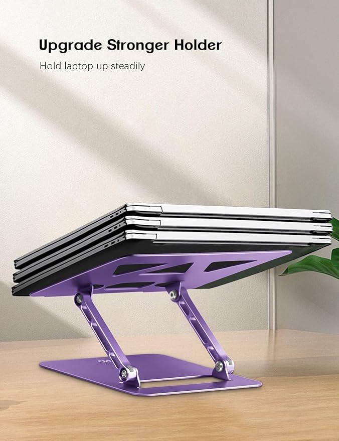 Aoviho Adjustable Laptop Stand for Desk,Portable Laptop Stand Holder and Riser,Foldable Aluminum Notebook Computer Stands for MacBook Air Pro HP Lenovo Dell Samsung Chromebook, 10-15.6 inch, Purple
