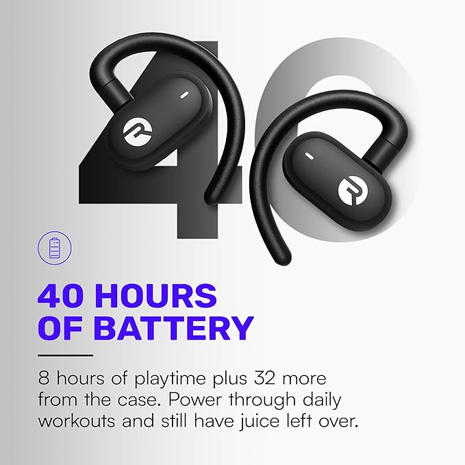 Raycon Fitness Open Ear Earbuds – Open Ear Headphones, Earbuds Wireless Bluetooth, Running Headphones, Sweat & Water-Resistant Earphones, 40 Hours Battery Life (Blue)