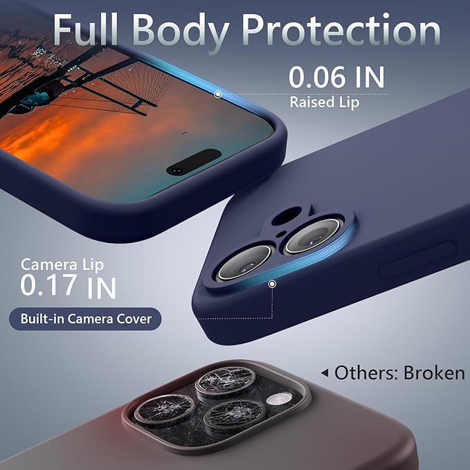 FireNova Magnetic for iPhone 17 Case, Compatible with MagSafe, [Integrated Silicone Camera Control Button] [Camera Protection] Anti-Scratch Microfiber Lining Phone Case, 6.3", Navy Blue