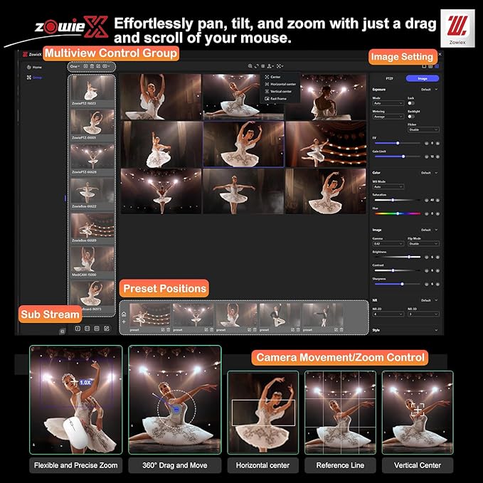 zowietek 4K PTZ Conference Camera, ZowiePTZ, Ergo-Ease Remote Control, ZowieX APP Manager, 18X Optical+12X Digital Zoom, HDMI/USB, RTSP/RTMP(s)/SRT Stream, Meeting, Church, Event, Teaching