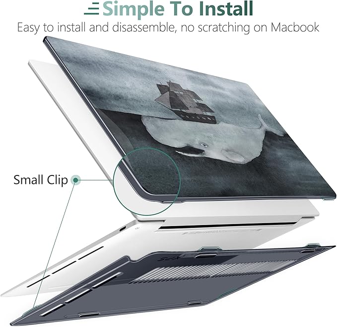Batianda Case for Dell XPS 13 Laptop Copilot+ PC 13.4" Display 2024 Model Number 9345/9350, Creative Ultra-Slim Lightweight Scratch-Resistant Hard Shell with Professional Protection, Shark