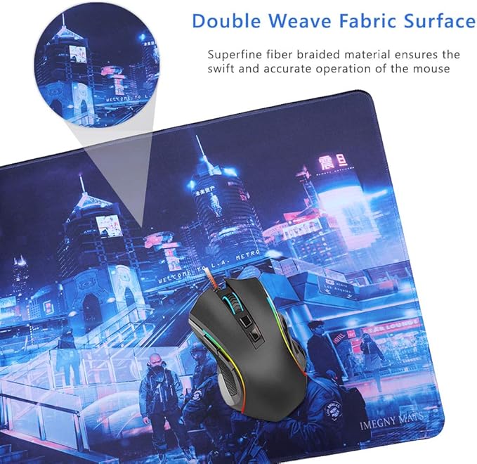 Large Gaming Mouse Pad, Extended XXL Desk Pad & Non-Slip Rubber Mat for Mice and Keyboard with Stitched Edges （90x40 zisecity006）