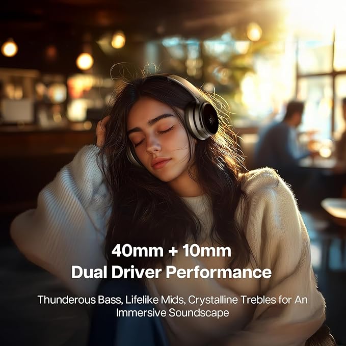 Linsoul Kiwi Ears Ardor Bluetooth 5.4 Over Ear Headphones, Wireless DJ Studio Headphones, Dual Dynamic Driver Studio Monitor with Hybrid ANC, 140H Playtime, Lightweight for Podcast Gaming Guitar