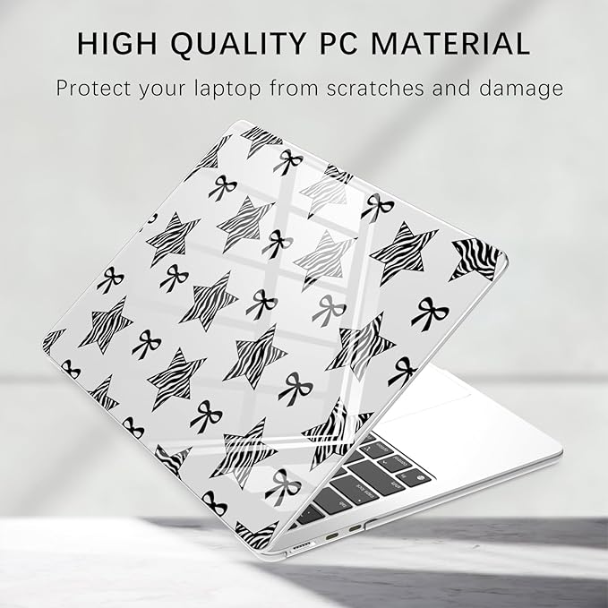 Compatible with MacBook Pro 16 inch Case M5 M4 M3 M2 M1 Pro/Max 2026-2021 A3429 A3428 A3403 A3186 A2991 A2780 A2485, Cute Zebra Stripe Star Bow Protective Hard Shell Clear Cover