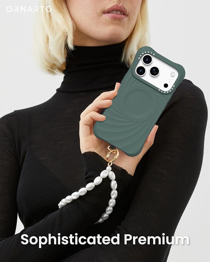 ORNARTO Vortuxe for iPhone 17 Pro Case 6.3" | 2X MIL-STD Protection | Camera Control Button | Compatible with MagSafe | Sleek Aesthetic Liquid Silicone Phone Cover | Pine Green