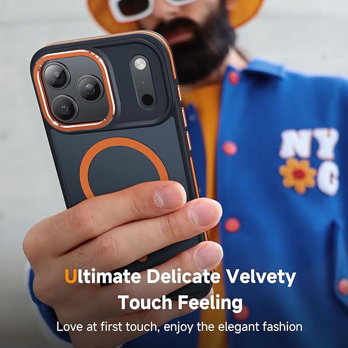 Magnetic 3 in 1 for iPhone 17 Pro Case, [Omni-Directional Protection] with 1x Screen Protector + 1x Camera Cover, [Seamless Work with Magsafe] Shockproof Slim Thin Case for iPhone 17 Pro Cosmic Orange