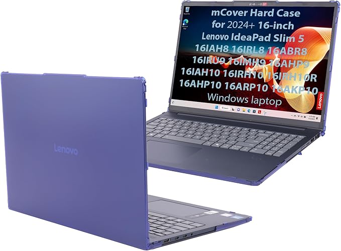 mCover Case ONLY Compatible for 2024-2026 16" Lenovo IdeaPad Slim 5 16AHP10 16ARP10 16AKP10 16IRH10 16IAH10 16IRU9 16ABR8 Series Windows Computers(NOT for Other Lenovo Models)- Blue