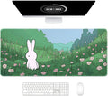 Auhoahsil Ultra Large Gaming Mousepad, XXL Extended Full Size Desktop Matt for Keyboard, Laptop & Computer, 35.5 x 15.7 in, Anime Bunny Green Grass