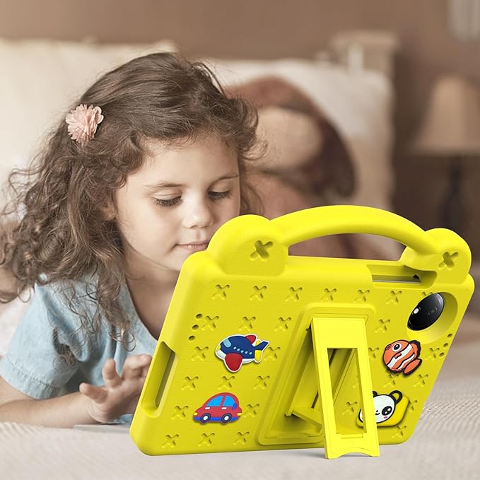 AKABEILA Compatible with Xiaomi Redmi Pad SE 8.7 4G 2024 Tablet Case, Lightweight Shockproof Protective Case with Shoulder Strap & Stand Handle & Pen Tray Yellow