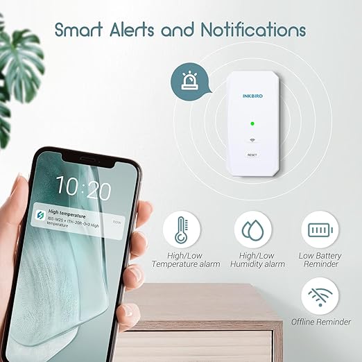 INKBIRD WiFi Thermometer Hygrometer 3 Pack with WiFi Gateway, Indoor Wireless Temperature and Humidity Sensor with App Notification Alert for Home, Greenhouse, Wine Cellar, Baby Room
