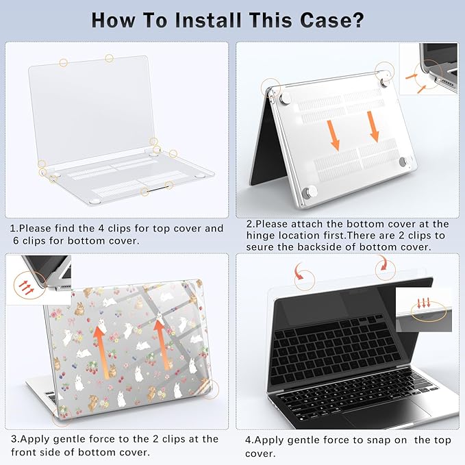 Compatible with MacBook Pro 14 inch Case M5 M4 M3 M2 M1 Pro/Max 2026-2021 A3427 A3426 A3434 A3112 A3185 A3401 A2918 A2992 A2779 A2442, Cute Bunny Rabbit Hard Shell Clear Cover
