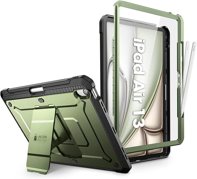SUPCASE for iPad Air 13 Inch Case M4/M3/M2 (2026/2025/2024) with Pencil Holder (Unicorn Beetle Pro), [Built-in Screen Protector & Stand] [Military-Grade Protection] Cover for iPad Air 13 Inch, Guldan