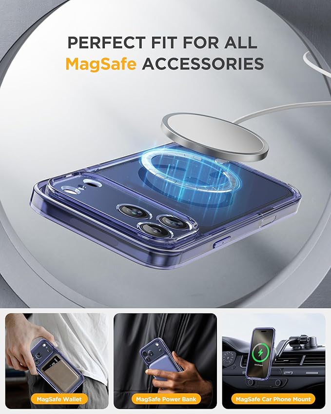 Miracase for iPhone 17 Pro Max Case 6.9" Full-Body Phone Case with Built-in Glass Screen Protector& Full Camera Protector,[Magnetic with MagSafe] Drop Proof 17 ProMax Cover, Clear Blue