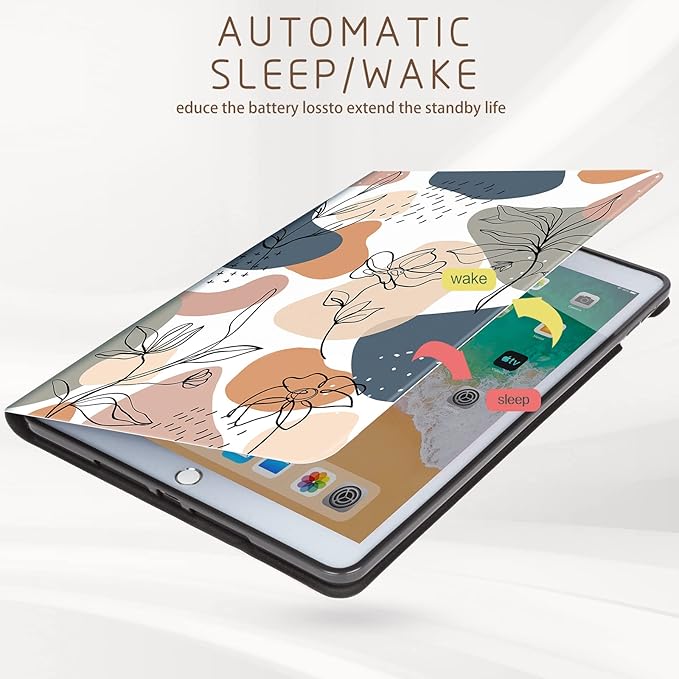 for iPad 9th Generation Case, Case for iPad 7th Generation, for iPad 8th Generation Cases 10.2 Inch Shockproof Multi-Angle Adjustable Stand Auto Wake Sleep, Abstract Boho Painting