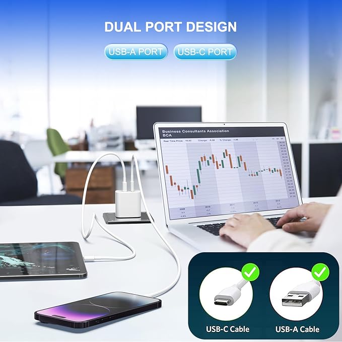 3 Pack i Phone 17 16 15 14 USB C Charger Block, iGENJUN 20W Dual Port QC + PD 3.0 Power Adapter Wall Charger, Double Fast Plug Charging Brick for i Phone 17/17 Pro/16/15/14/X, Samsung Galaxy - White