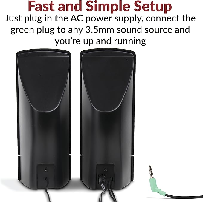 Cyber Acoustics CA-2014 Computer Speakers, Full Stereo Sound, Convenient Controls, Easy Setup