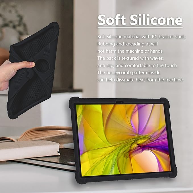 ATOOZ for DOOGEE U11 Case 11 Inch,Soft Silicone Kids Case for DOOGEE U11 Pro Tablet 2025/Teclast P50 Tablet with Stand (Black)