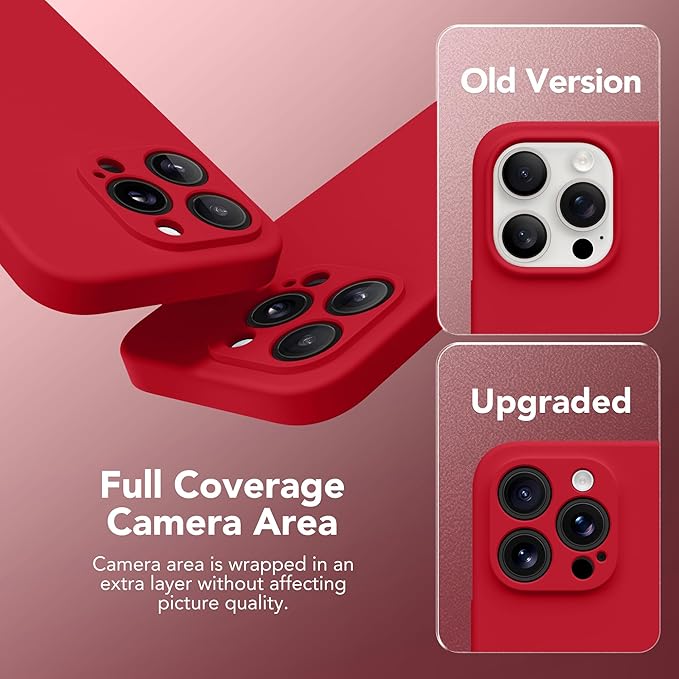 Magnetic for iPhone 13 Pro Case, Compatible with MagSafe, [Full Camera Protection][Screen Protector] Silicone Shockproof Protective Phone Case for iPhone 13 Pro 6.1", Deep Red