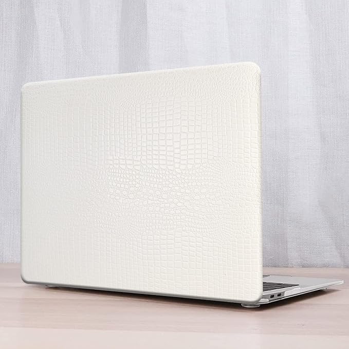 DTangLsm for MacBook Pro 13 inch Case 2025-2016 M2 M1 A2338 A2289 A2251 A2159 A1989 A1706 A1708, Crocodile Skin Alligator PU Leather Hard Shell Cover for MacBook Pro 2020 Case+Keyboard Cover, White