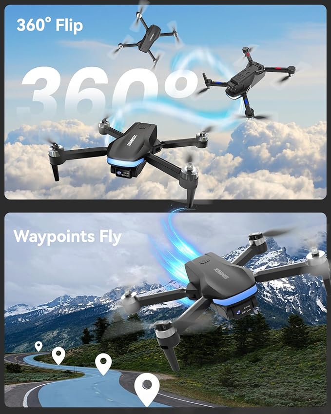 SIMREX 4K FPV Drone with Brushless Motor for Beginners & Teens — 40-Min Flight, Optical Flow Positioning, Gesture Control & VR Mode, Foldable Camera Drone Gift for Kids Ages 8+ (Black)