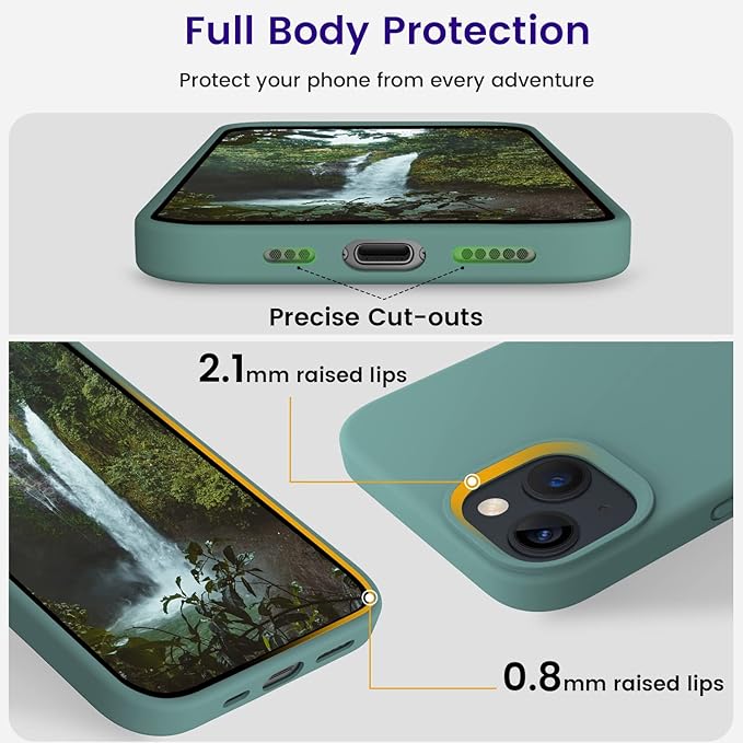 OTOFLY Designed for iPhone 14 Case, Silicone Shockproof Slim Thin Phone Case for iPhone 14 6.1 inch (Pine Green)