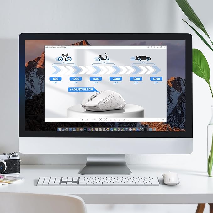 TECKNET Bluetooth Mouse, 4000DPI Wireless Mice for Laptop 2-in-1(BT 5.0/3.0+2.4Ghz) Computer Portable PC Mouse Wireless with USB Receiver for Mac (USB-A+Bluetooth, White)