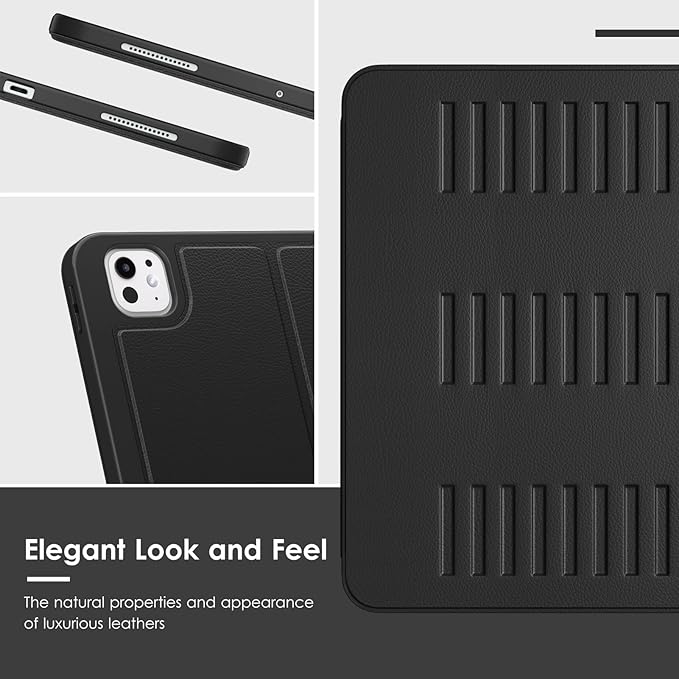VIKESI Case for iPad iPad Pro 13-inch M5 or M4 Released in 2025 or 2024,Multiple Angles Magnetic Stand Cover,Shockproof Soft Back,Pencil Holder,and Auto Sleep/Wake,Black