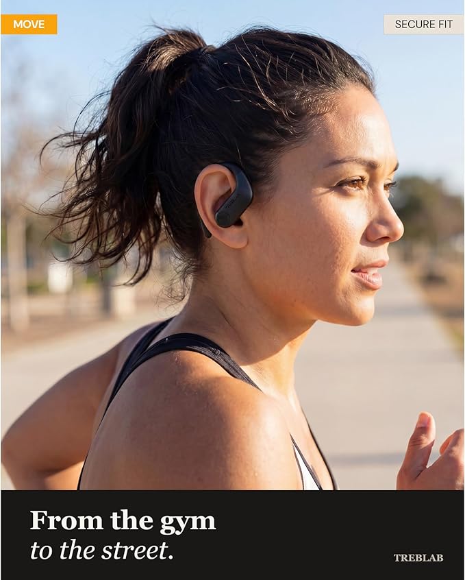 TREBLAB X3 Pro - Sports Wireless Ear Buds Bluetooth - Comfortable Workout Headphones with Secure Ear Hooks, 12H Long Battery Life, IPX5 Sweatproof Earphones, Noise Isolation Over Ear Earbuds