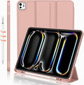 iMieet iPad Pro 13 Inch Case (M5/M4) 2025/2024 with Pencil Holder, Trifold Stand Smart Case with Soft TPU Back, Auto Wake/Sleep (Rose Gold)